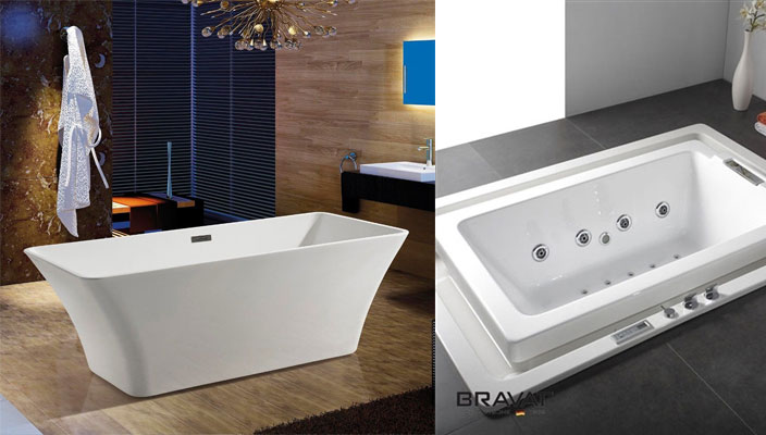 JunoShowers 67 Free Standing Acrylic Bathtub & Floor Tub Filler