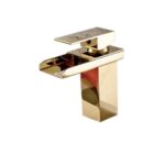 Gold Finish Waterfall Bathroom Sink Faucet 