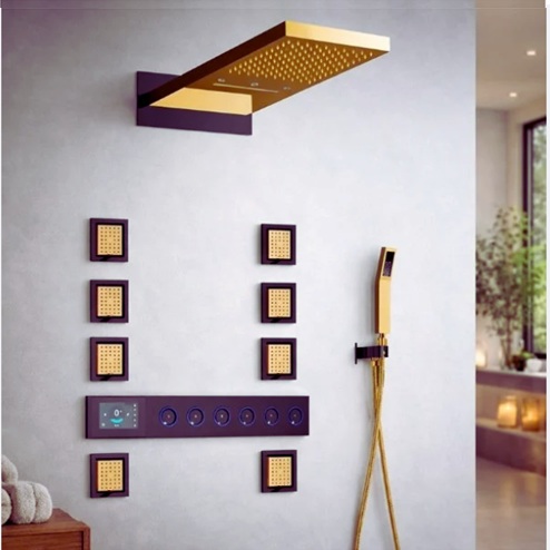 Black and gold shower system