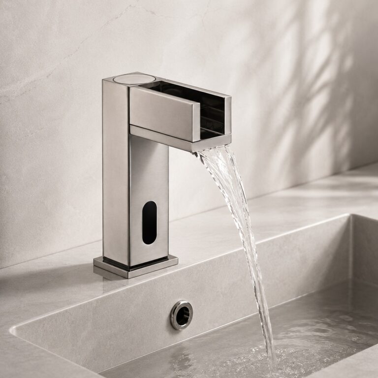 Read more about the article BathSelect Brushed Nickel Contemporary Commercial Automatic Waterfall Sensor