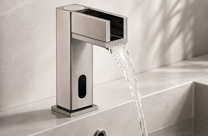BathSelect Brushed Nickel Contemporary Commercial Automatic Waterfall Sensor
