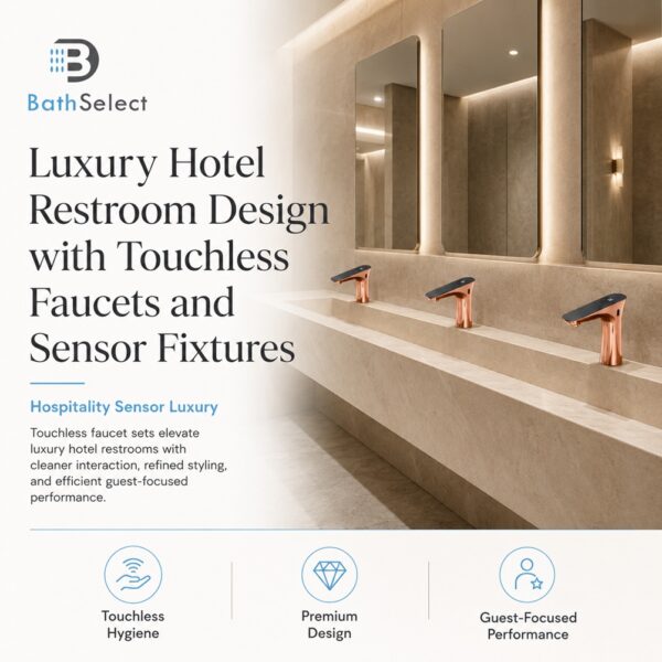 Luxury Hotel Restroom Design with Touchless Faucets and Sensor Fixtures
