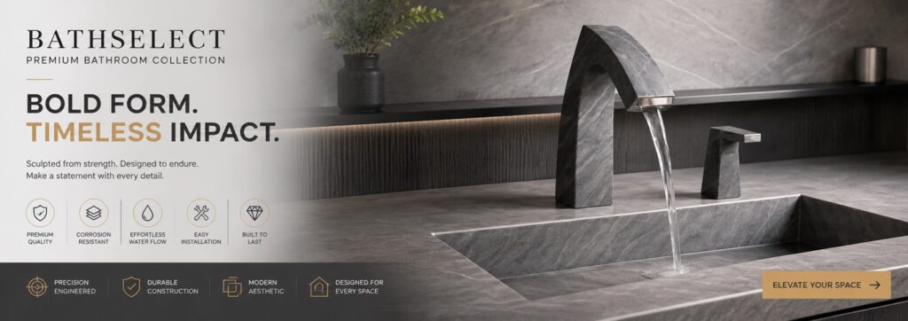 Bold touchless bathroom faucet and soap dispenser sets