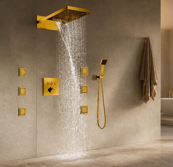 BathSelect Shower Systems: Brushed Gold, Rainfall, Digital & Chrome Designs