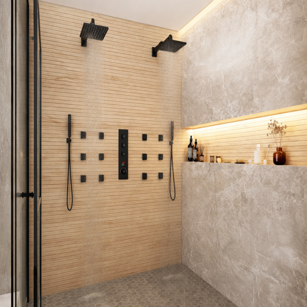 Modern square shower head system