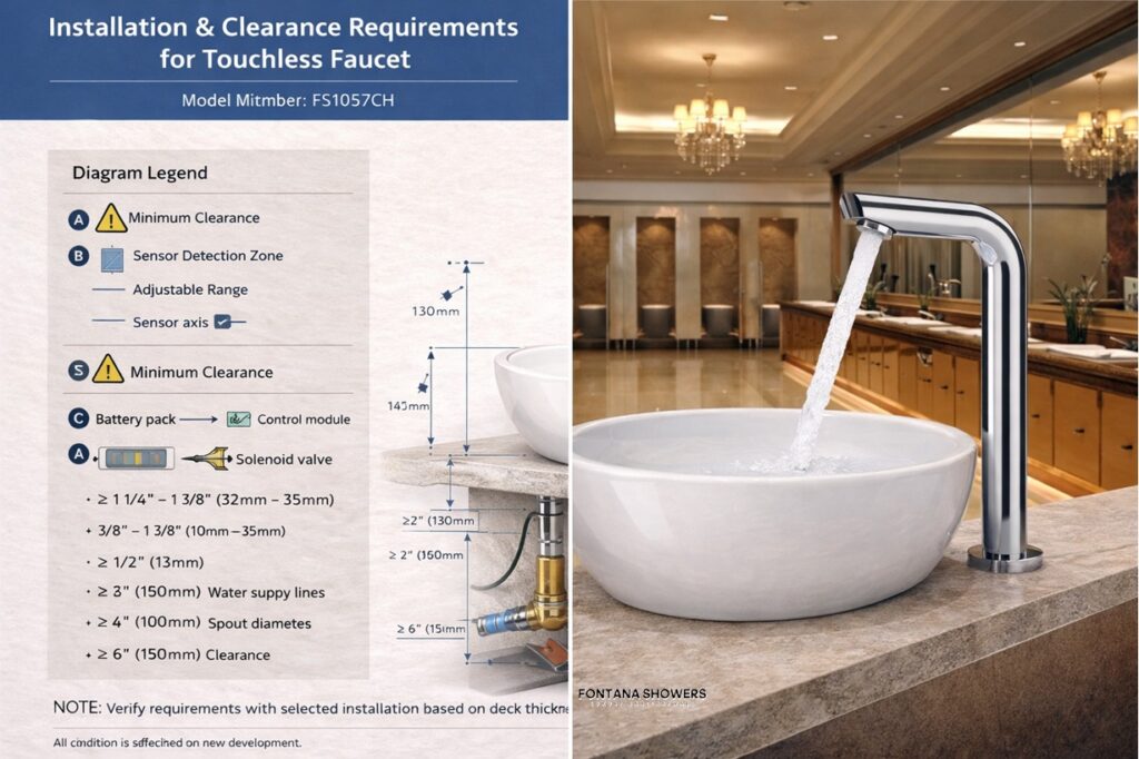 Touchless faucet installation commercial restroom