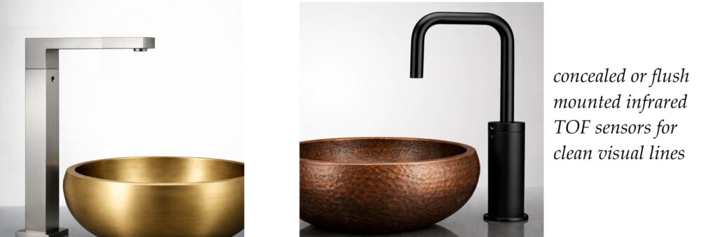 Touchless faucets with vessel sinks