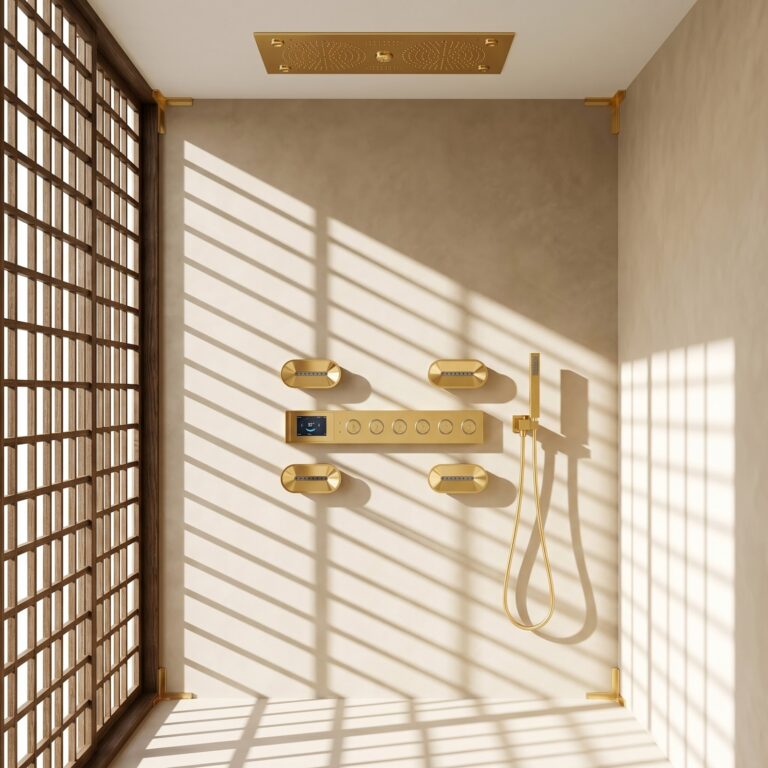 Read more about the article Brushed Gold Shower Systems vs Shiny Gold Shower Systems