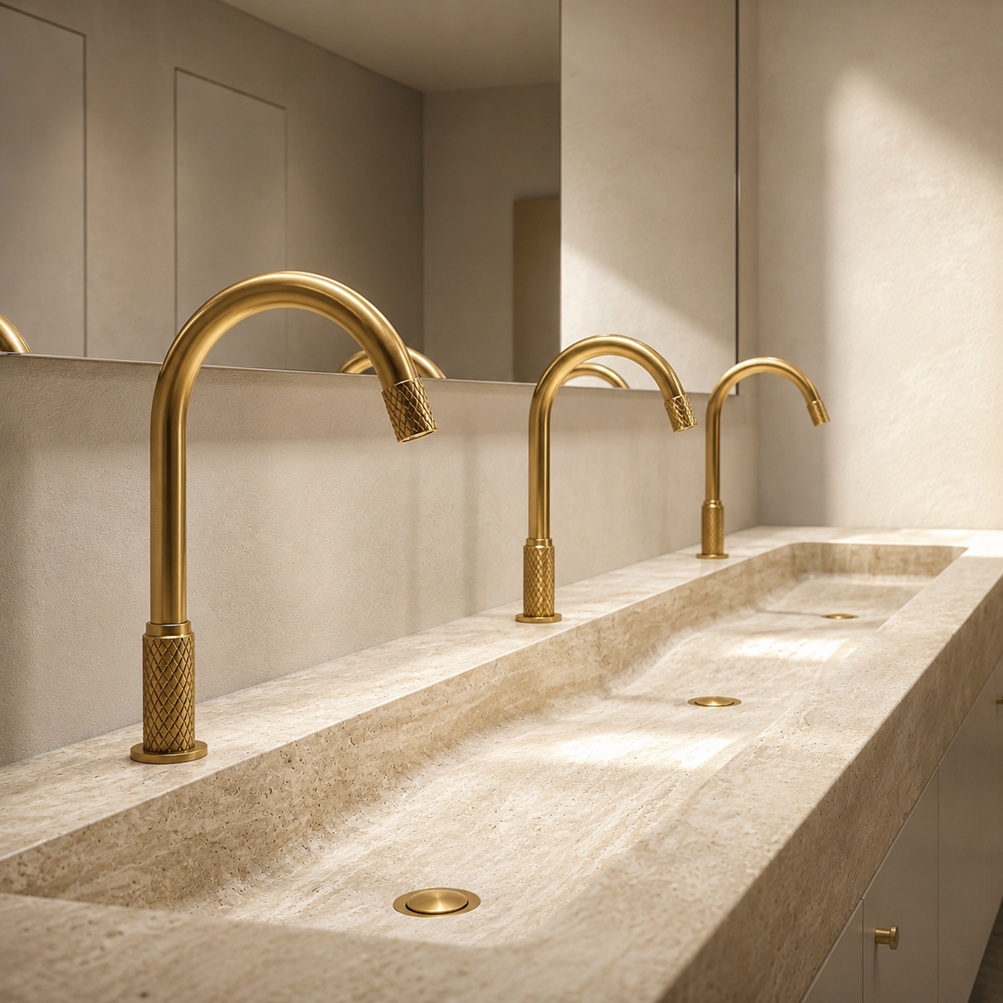 BathSelect gold finish bathroom fixtures review profile and high end bathroom design study