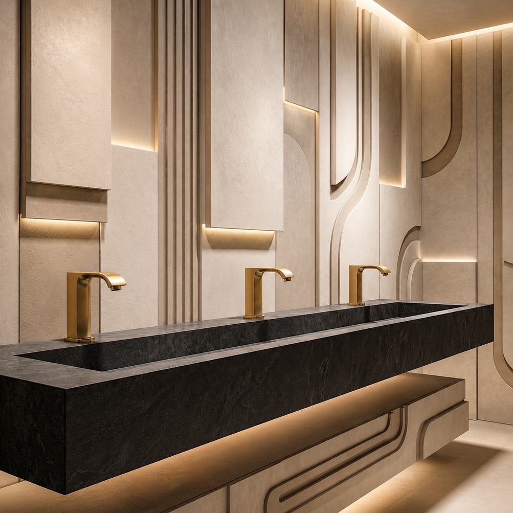 BathSelect hands-free commercial bathroom sink faucet for high-traffic restroom applications