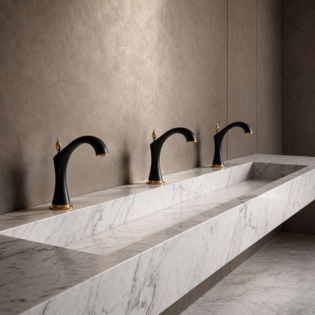 Commercial bathroom fixture specification image for hospitality healthcare and institutional design review